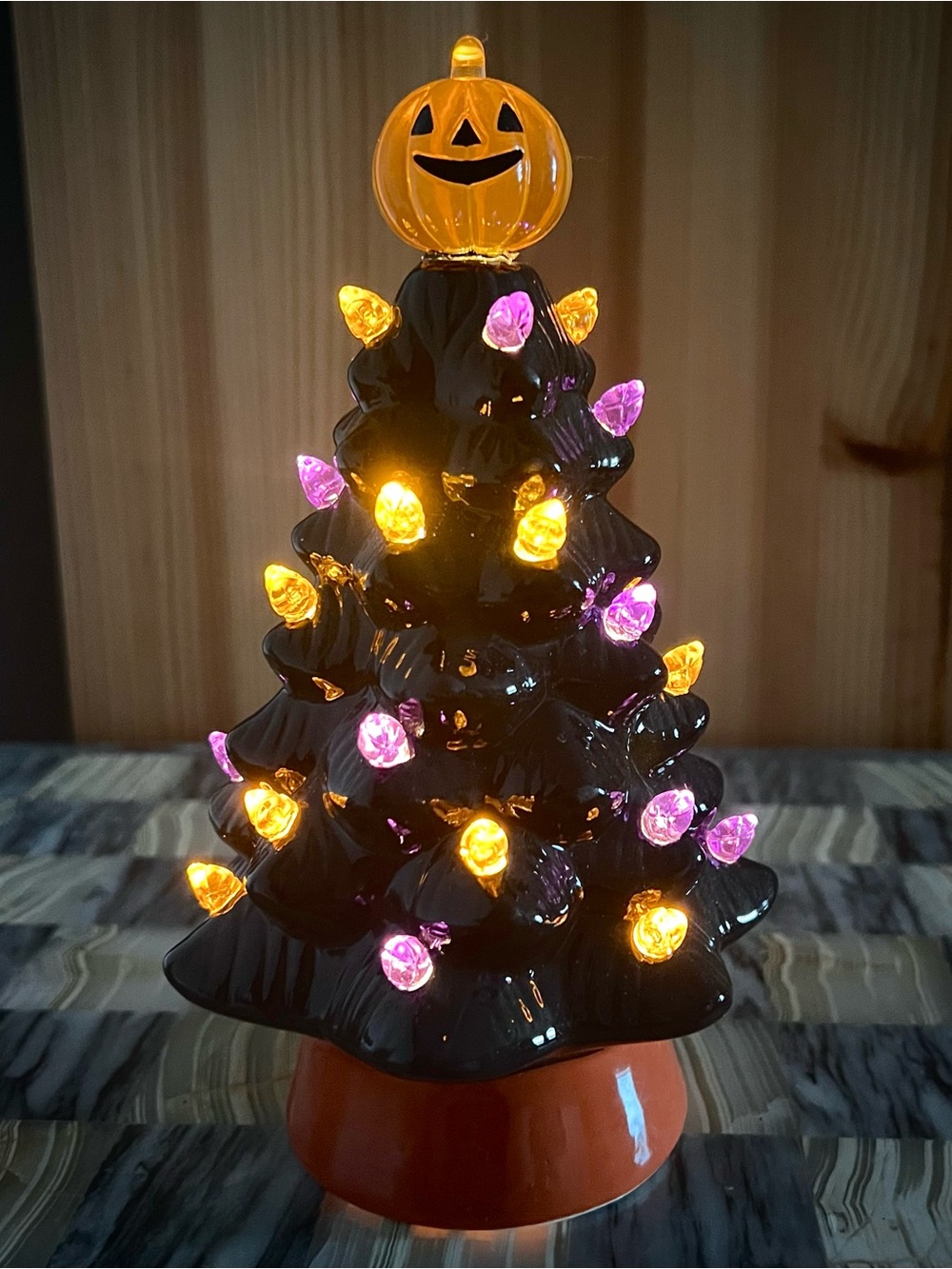 Mini Halloween Ceramic Tree with Jack O Lantern